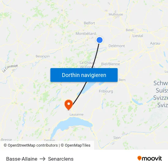 Basse-Allaine to Senarclens map