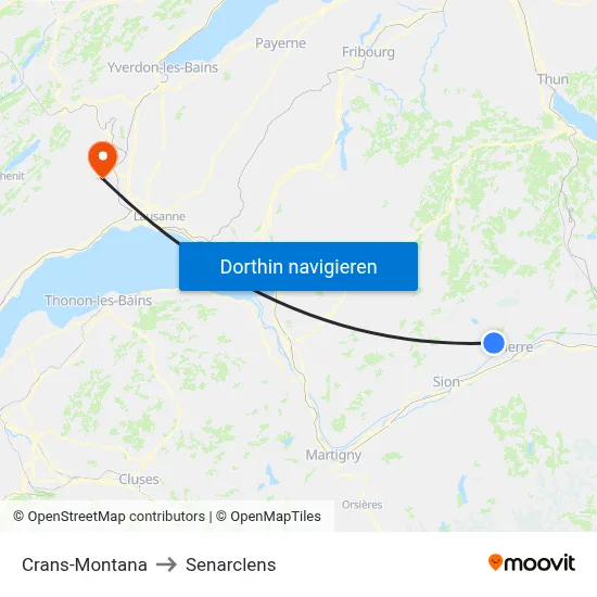Crans-Montana to Senarclens map