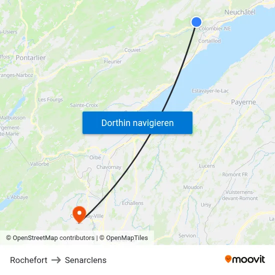 Rochefort to Senarclens map
