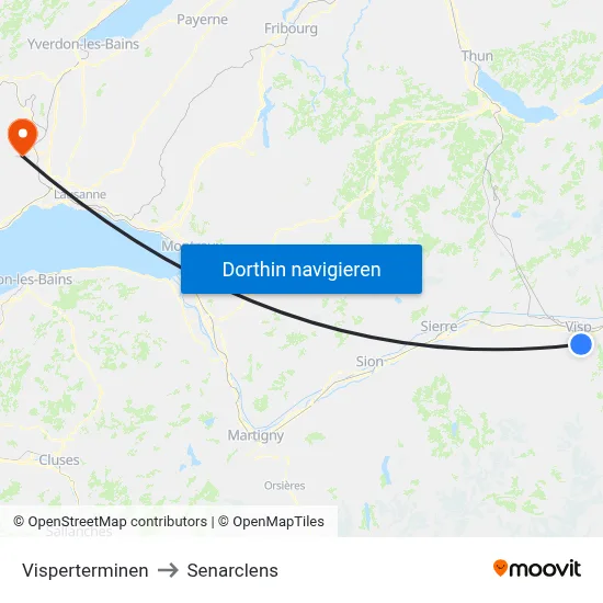 Visperterminen to Senarclens map