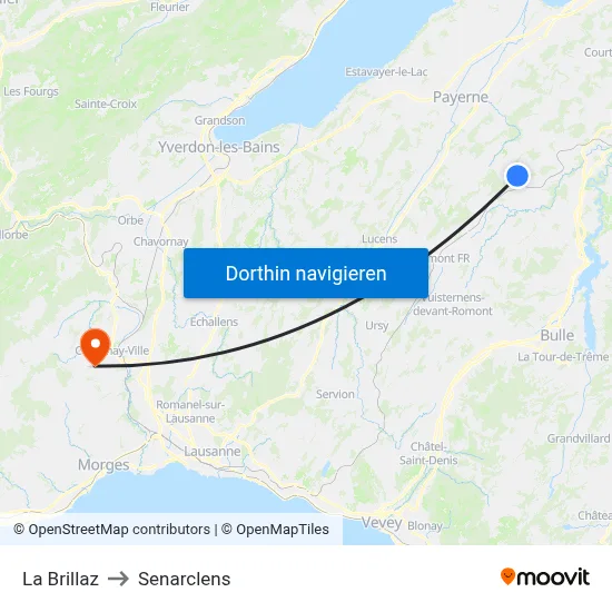La Brillaz to Senarclens map