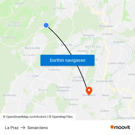 La Praz to Senarclens map