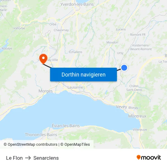 Le Flon to Senarclens map