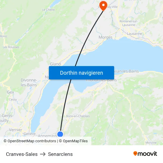 Cranves-Sales to Senarclens map