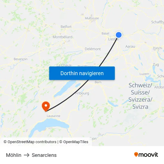 Möhlin to Senarclens map