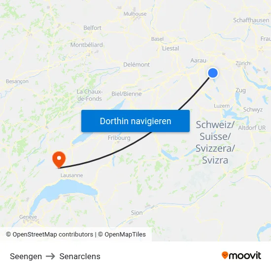 Seengen to Senarclens map