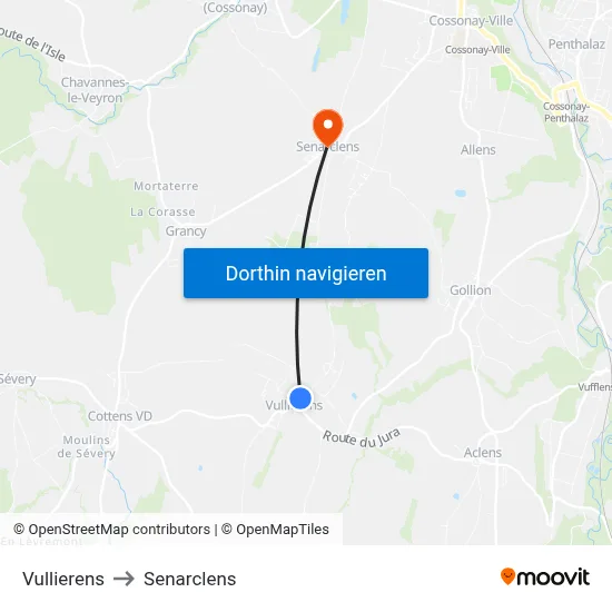 Vullierens to Senarclens map