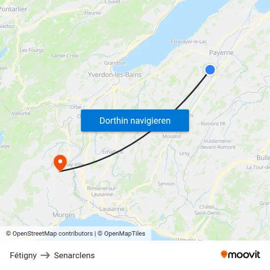 Fétigny to Senarclens map