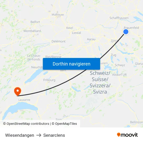 Wiesendangen to Senarclens map
