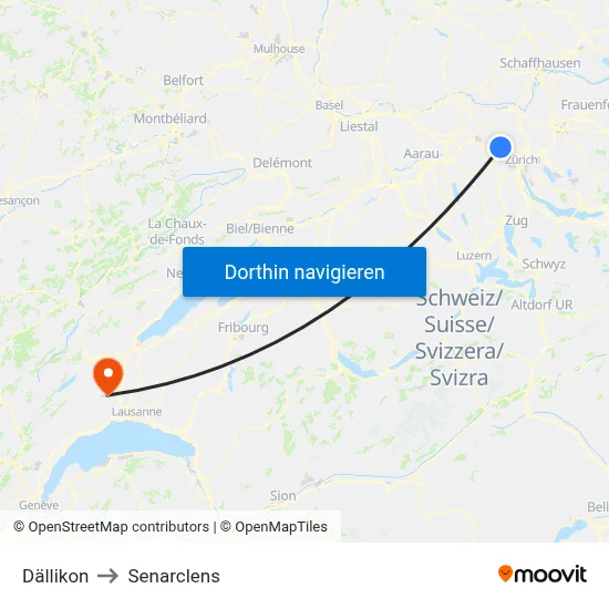 Dällikon to Senarclens map