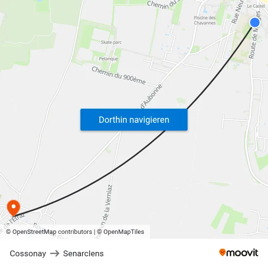 Cossonay to Senarclens map