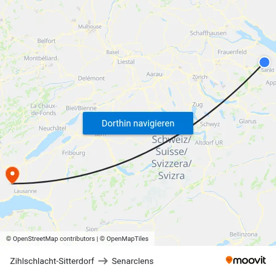 Zihlschlacht-Sitterdorf to Senarclens map