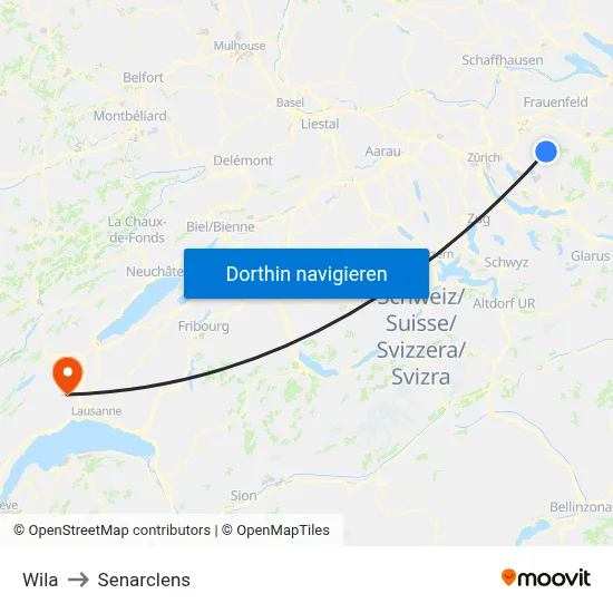 Wila to Senarclens map