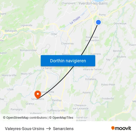 Valeyres-Sous-Ursins to Senarclens map
