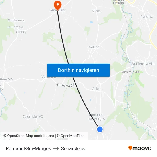 Romanel-Sur-Morges to Senarclens map