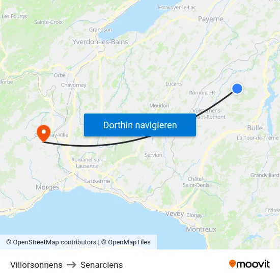 Villorsonnens to Senarclens map
