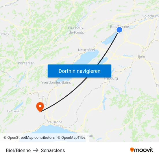 Biel/Bienne to Senarclens map