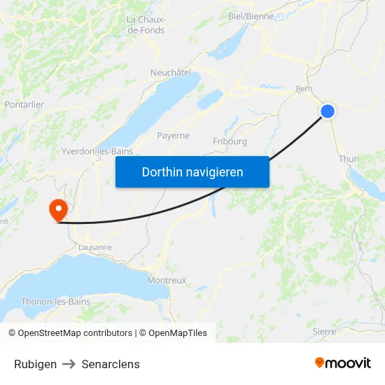 Rubigen to Senarclens map