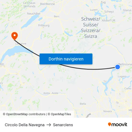 Circolo Della Navegna to Senarclens map