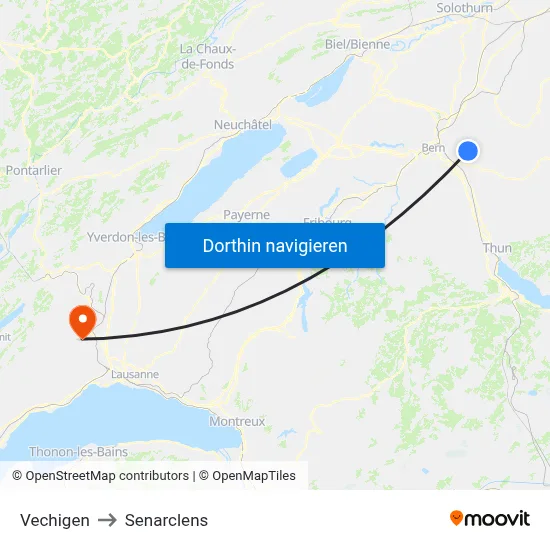 Vechigen to Senarclens map