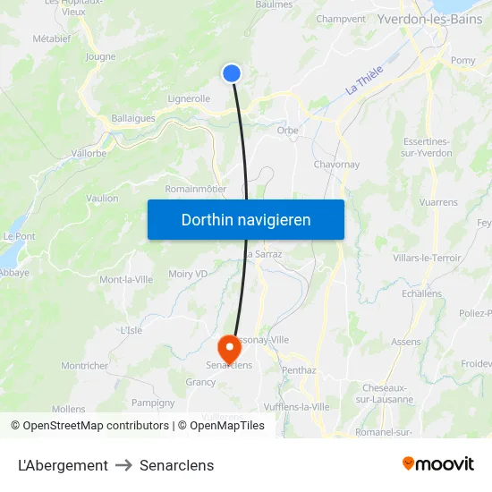 L'Abergement to Senarclens map
