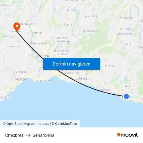 Chexbres to Senarclens map