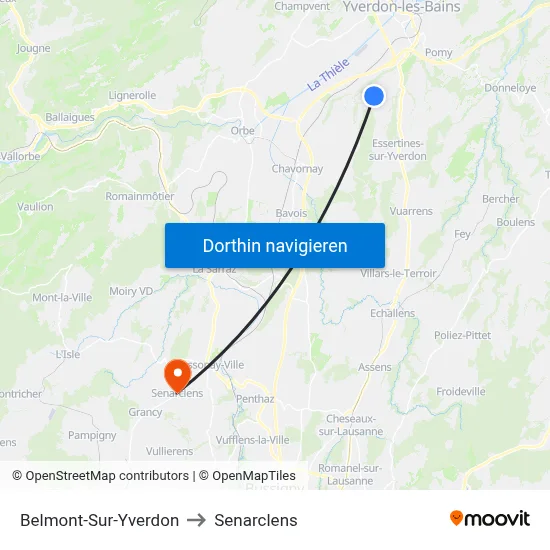 Belmont-Sur-Yverdon to Senarclens map