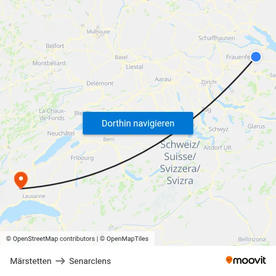 Märstetten to Senarclens map