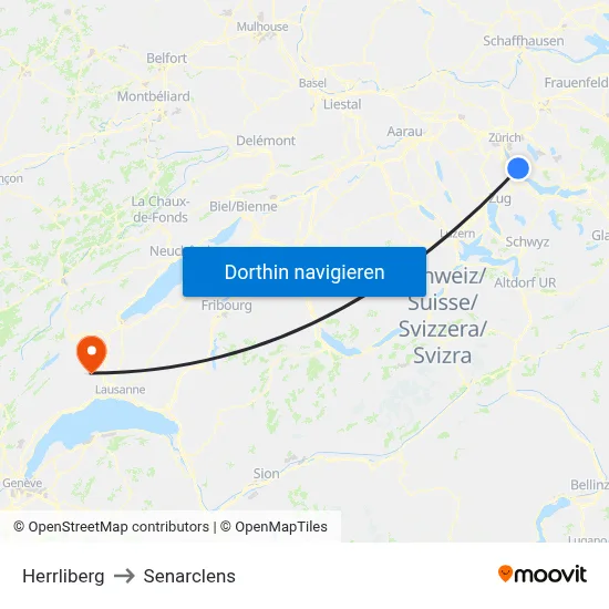 Herrliberg to Senarclens map