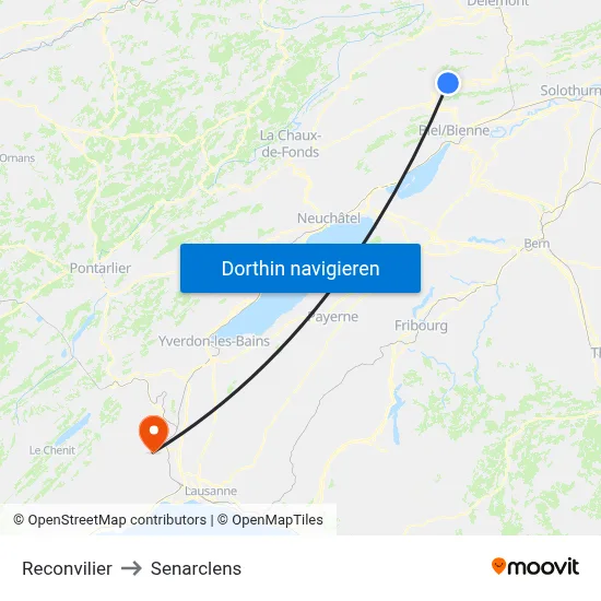 Reconvilier to Senarclens map