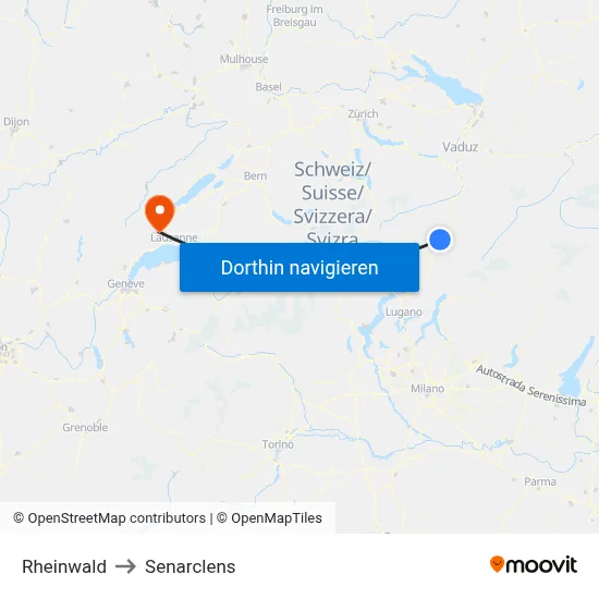 Rheinwald to Senarclens map