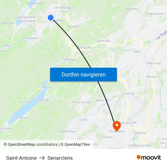 Saint-Antoine to Senarclens map