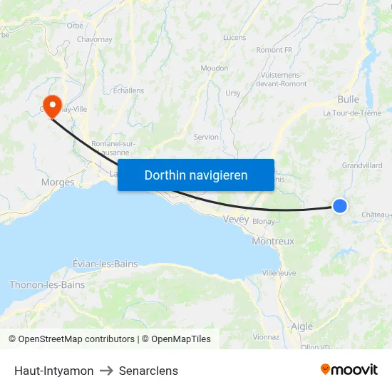 Haut-Intyamon to Senarclens map