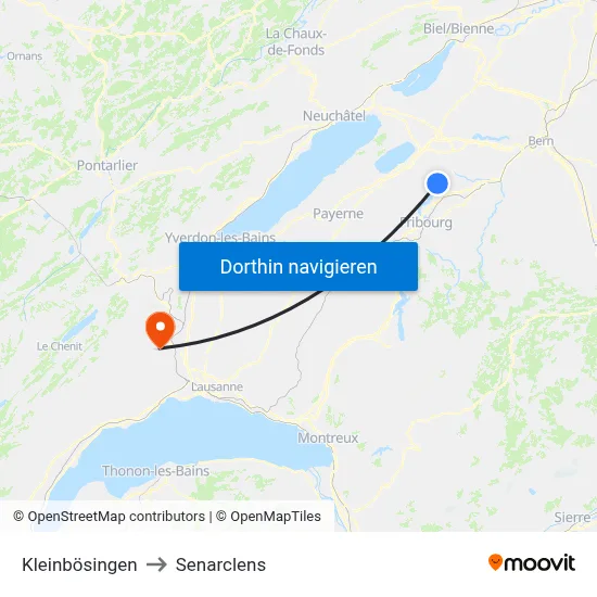 Kleinbösingen to Senarclens map