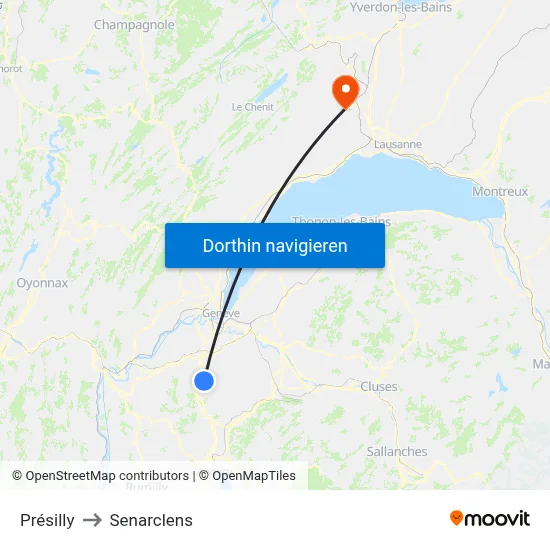 Présilly to Senarclens map
