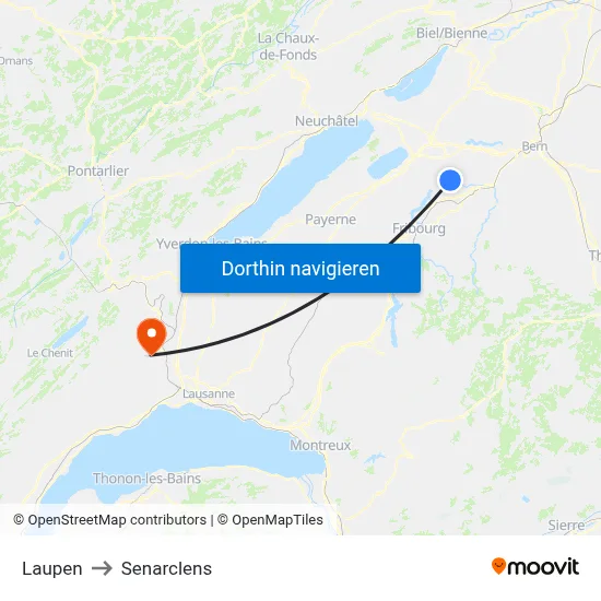 Laupen to Senarclens map