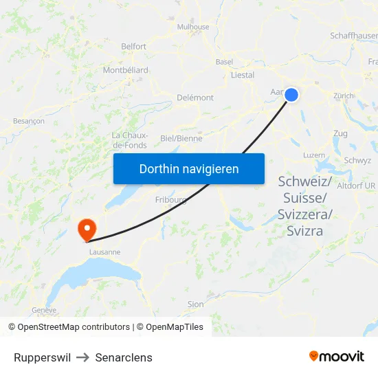 Rupperswil to Senarclens map