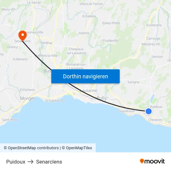 Puidoux to Senarclens map