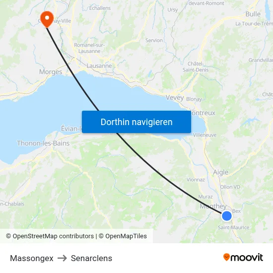 Massongex to Senarclens map