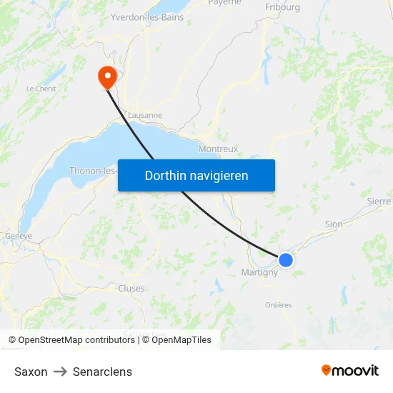 Saxon to Senarclens map