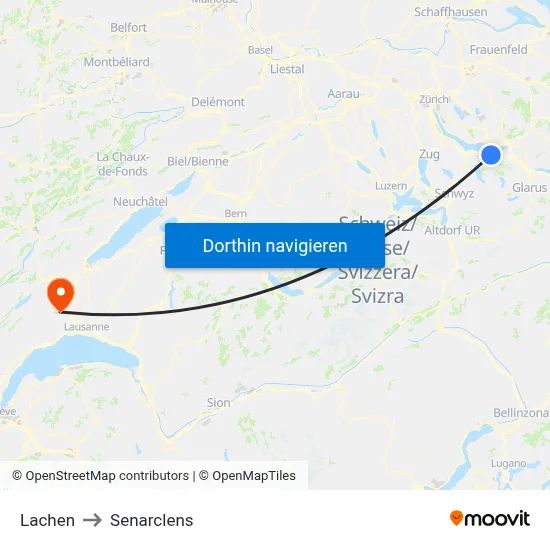 Lachen to Senarclens map