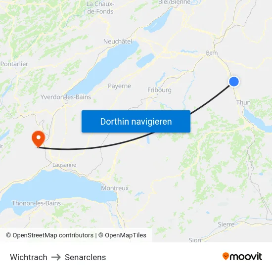 Wichtrach to Senarclens map