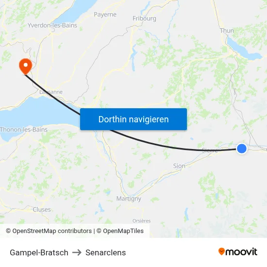 Gampel-Bratsch to Senarclens map
