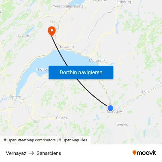Vernayaz to Senarclens map