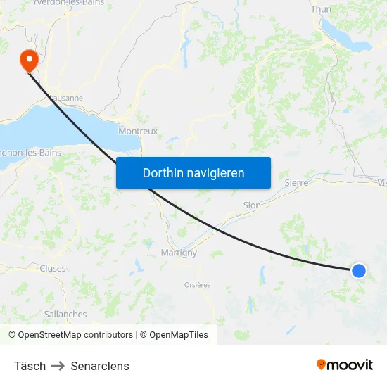 Täsch to Senarclens map