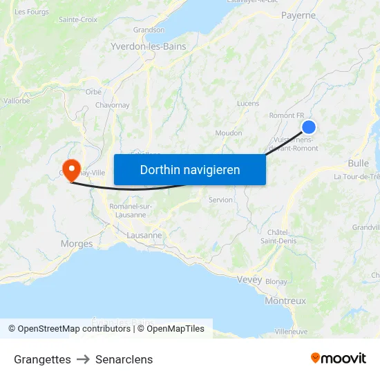 Grangettes to Senarclens map