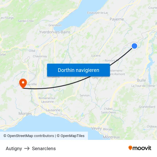 Autigny to Senarclens map