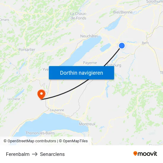 Ferenbalm to Senarclens map