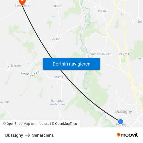 Bussigny to Senarclens map