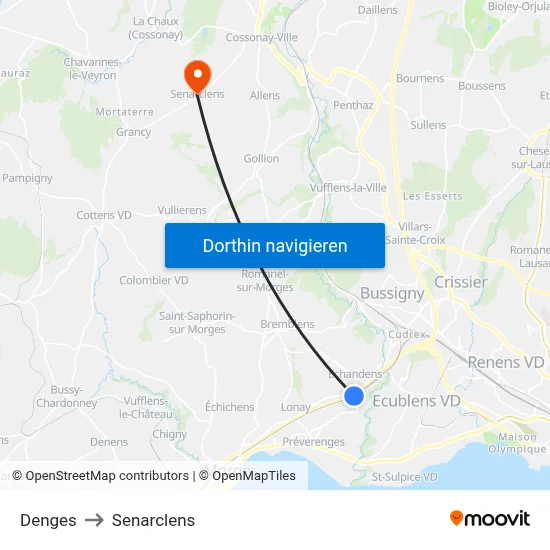 Denges to Senarclens map